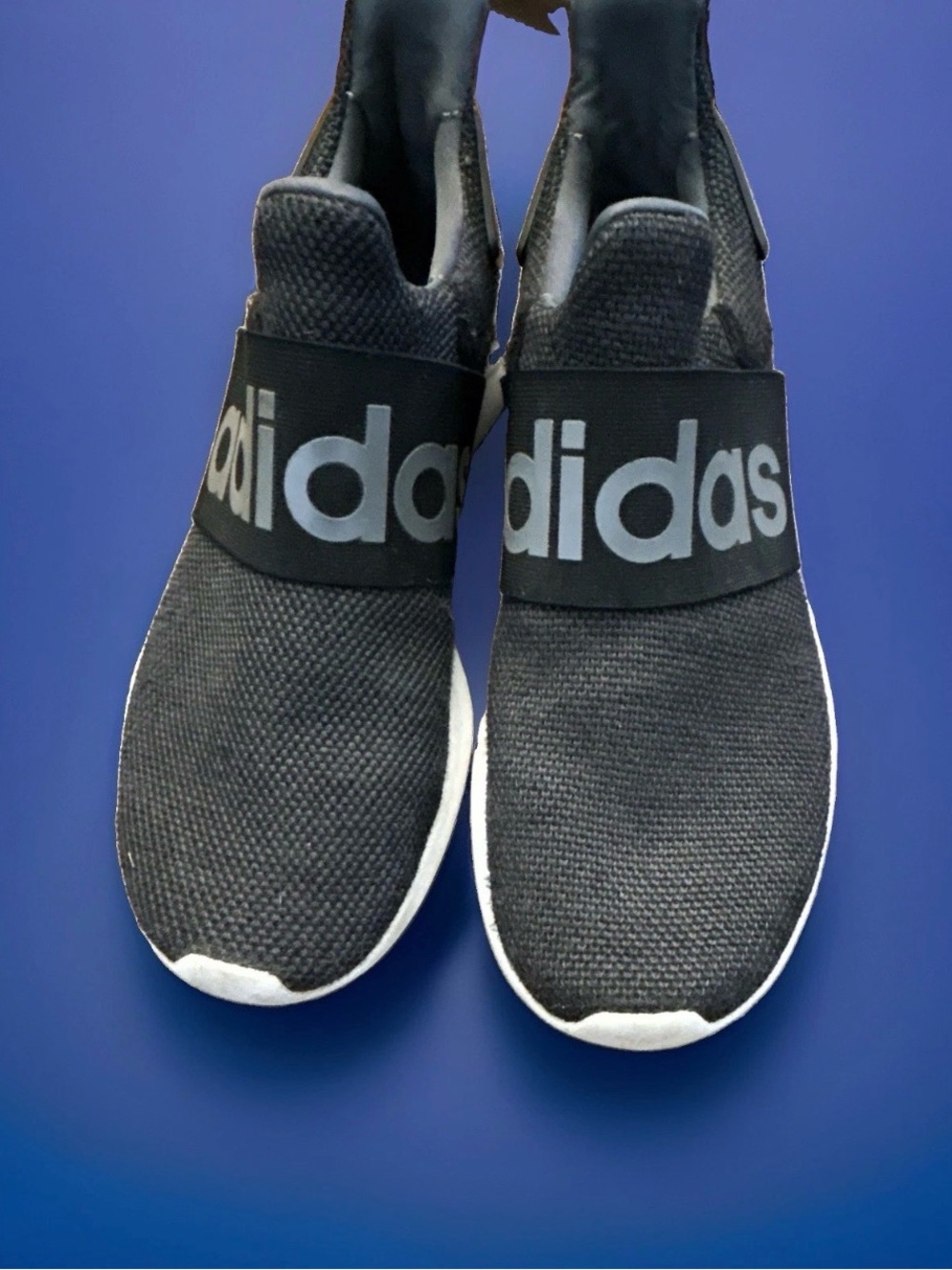 adidas Black Slip-On Knit Sneakers with White Sole - Picture 2 of 7